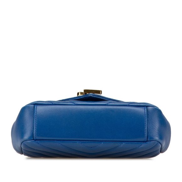 Saint Laurent YSL Monogram Baby Chai Chain Shoulder Bag 399289 Blue Leather W... - Picture 3 of 12